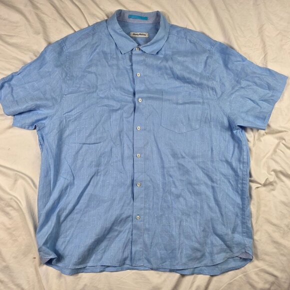 Tommy Bahama Mens 2XL Blue Button Up Short Sleeve Shirt Lightweight Casual Camp - Picture 1 of 8